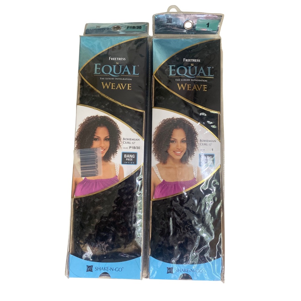 Freetress Equal Bohemian Curl 12" Weave 2 Pack‎ Colors 1 and P1B/30 Bang Piece